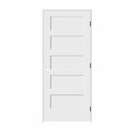 Codel Doors 28" x 80" x 1-3/8" Primed 5-Panel Equal Panel Interior Shaker 4-9/16" LH Prehung Door w/Black Hinges 2468pri8405LH1D4916